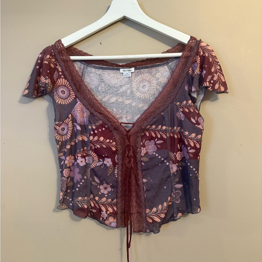 Cropped thin lace up urban outfitters top